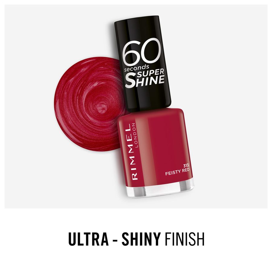 Rimmel London 60 Seconds Super Shine 313 Feisty Red 8ml
