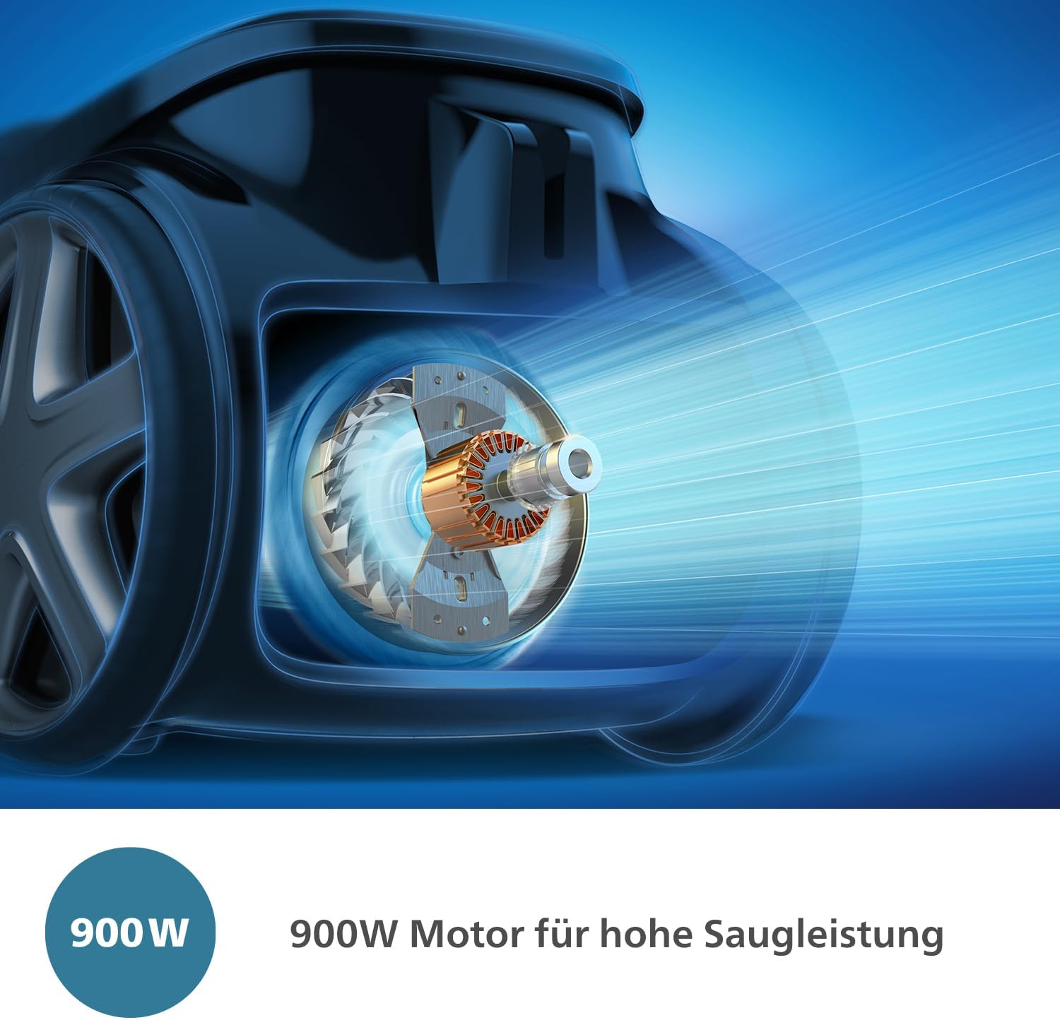 Philips 8000-Series Beutelstaubsauger Performer LED - 900 W Motor, TriActive+ LED-Düse, HEPA, 12 m, Langlebige Beutel, Deep Black (XD8122/10)