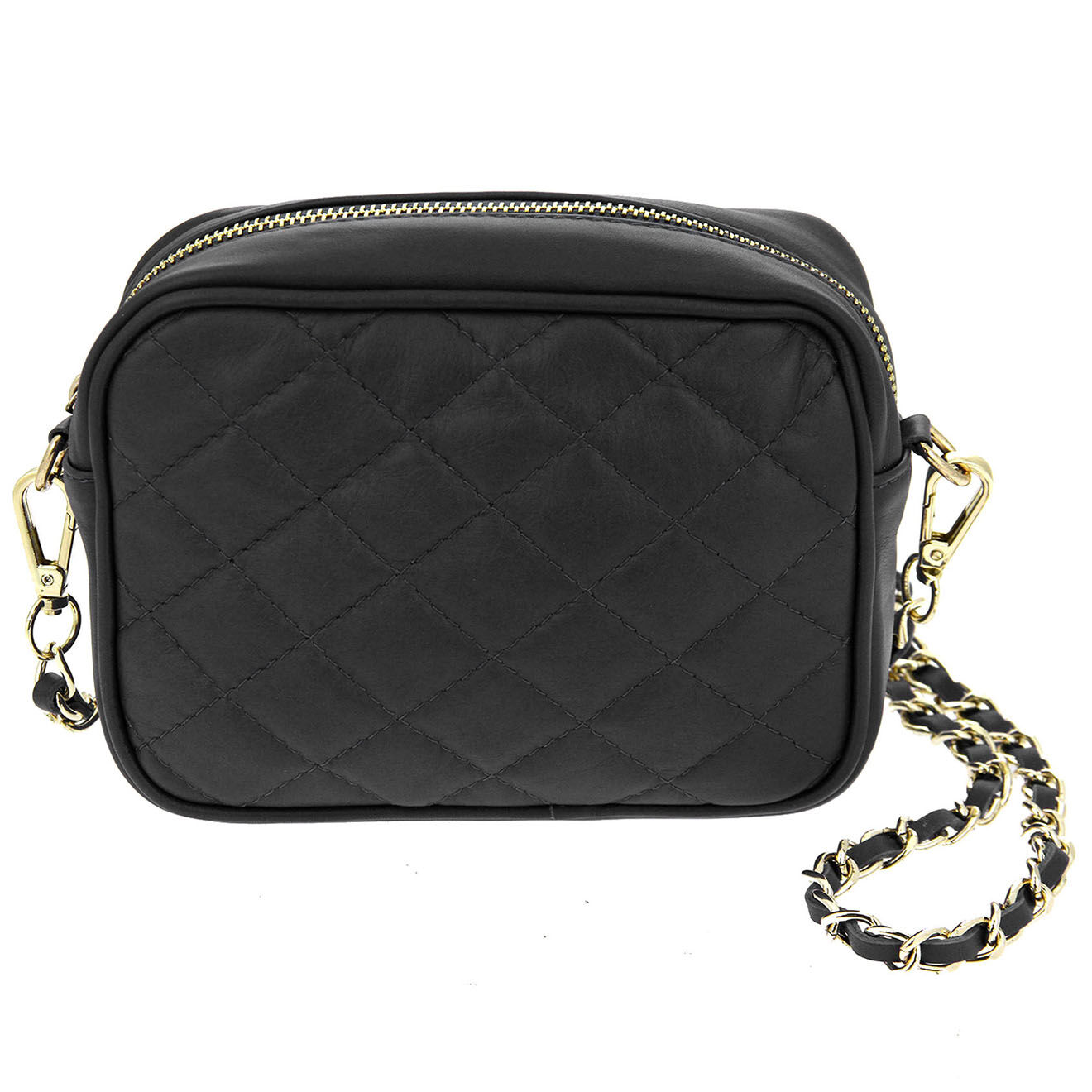 Christian Laurier Sac bandoulière  en Cuir matelassé Faye noir - 20x14.5x6 cm