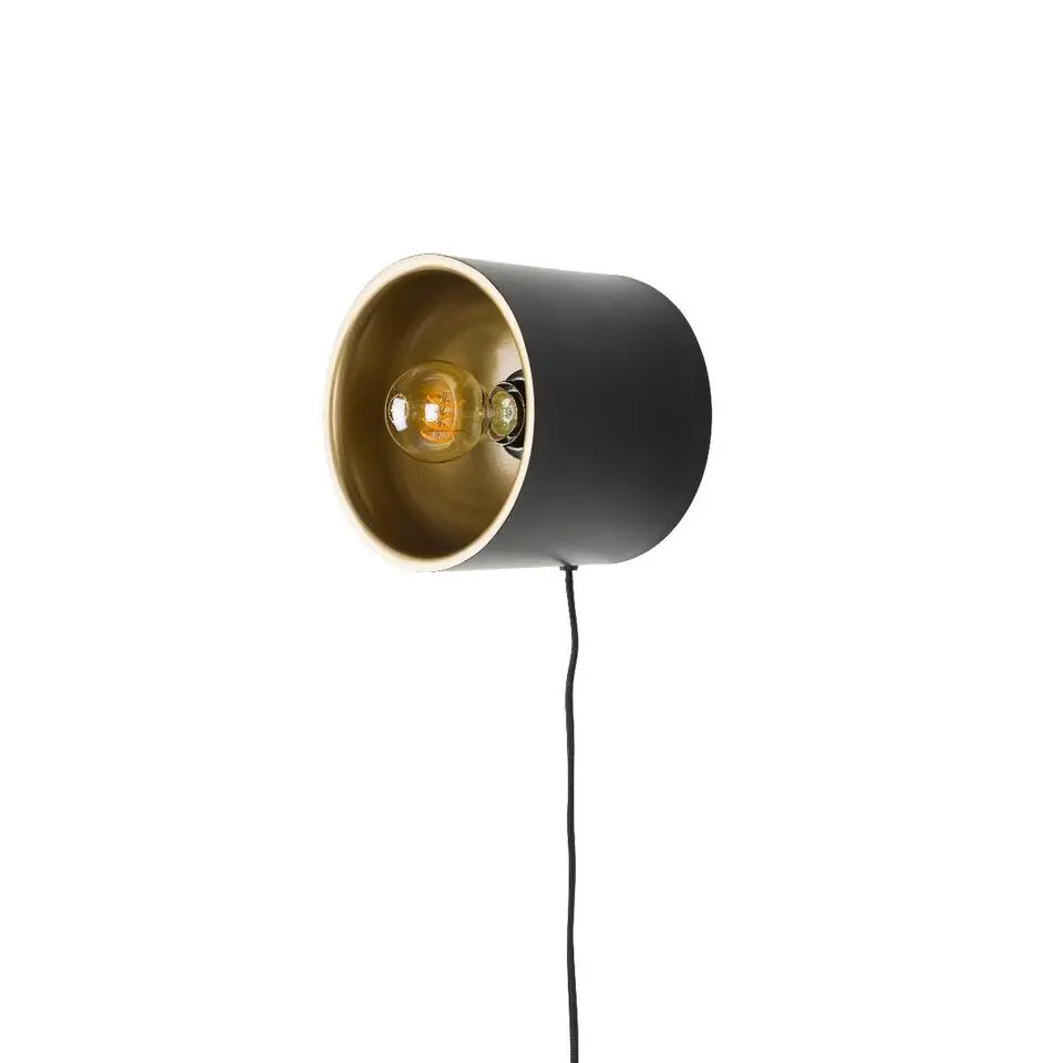 Puur - Dudley wandlamp rond S - zwart/goud