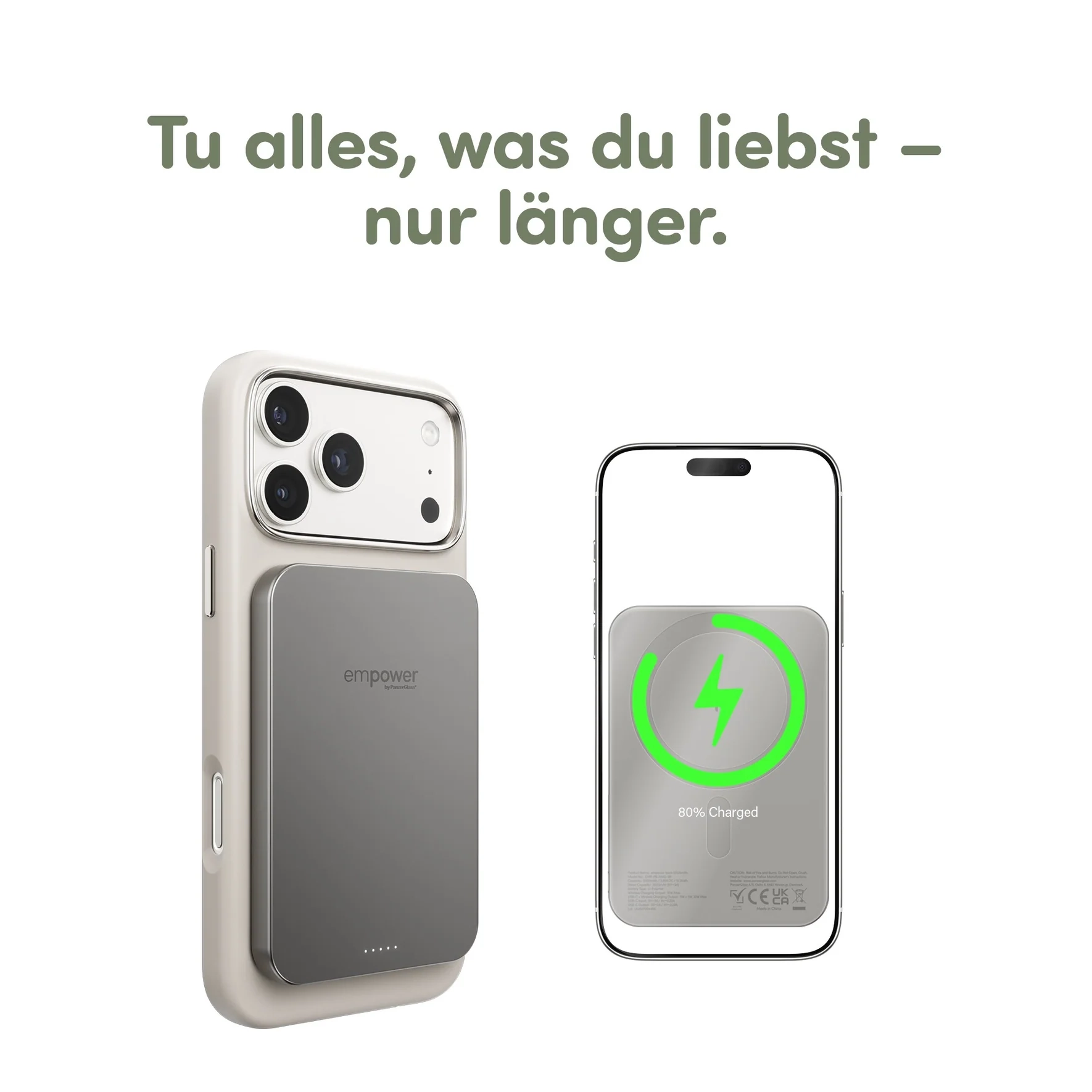 empower (20W) 5000mAh Powerbank USB C Ladegerät MagSafe Qi2 Wireless Charger PD (EM82419) - Titanium