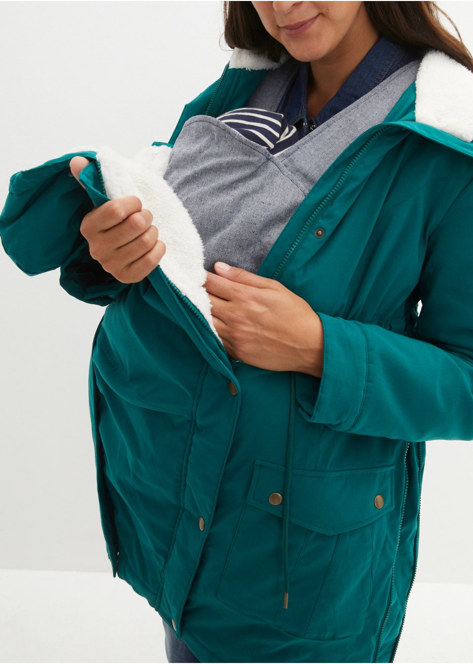 Veste de grossesse et de portage avec doublure peluche