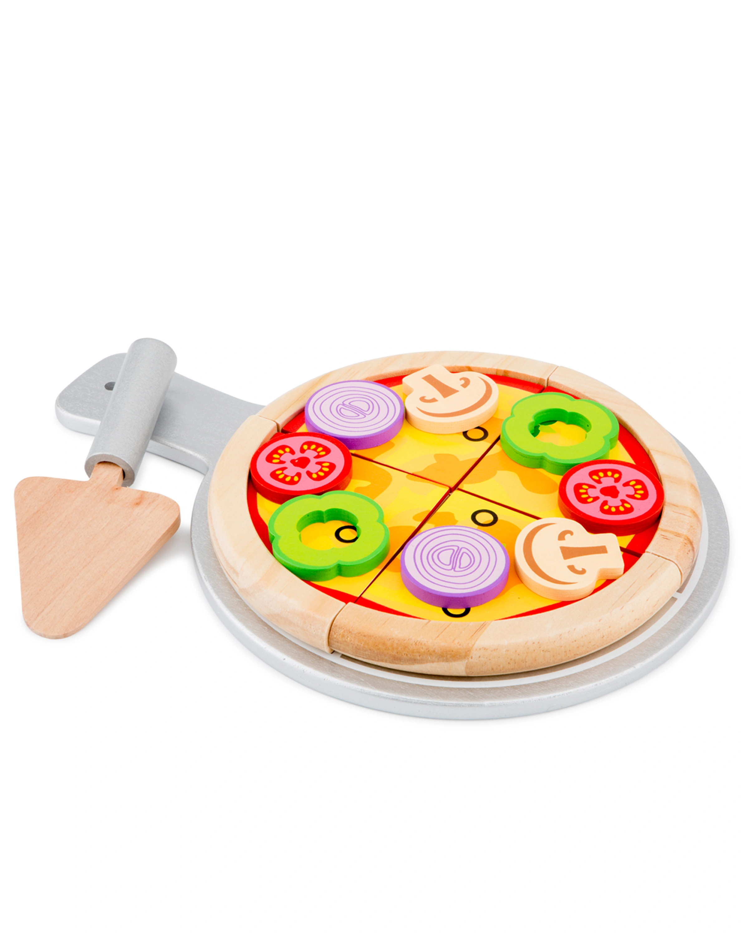 Holz-Lebensmittel PIZZA VEGETARISCH 14-teilig in bunt
