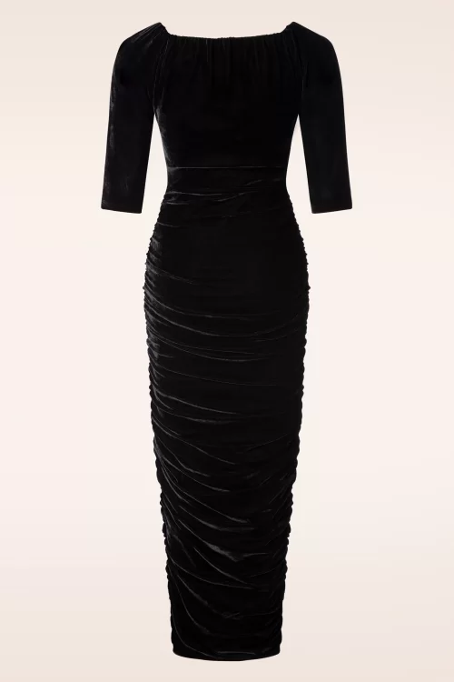 Glamour Bunny Marilyn velvet maxi jurk in zwart