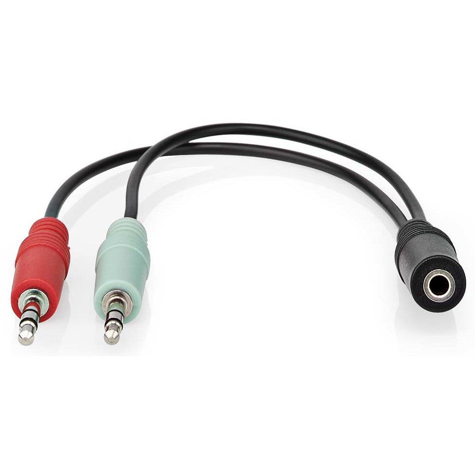 Nedis CAGB22160BK02 stereo audiokabel 3.5mm female - 2x 3.5mm male 0.12m