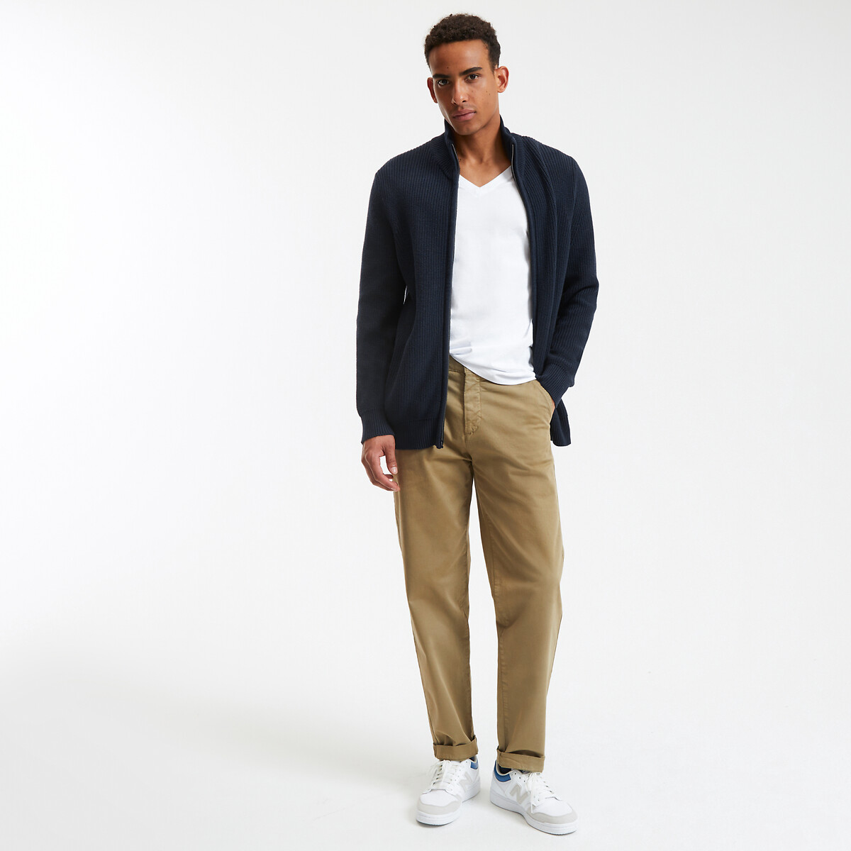 LA REDOUTE COLLECTIONS<br>Cardigã com zíper, ribana inglesa, algodão