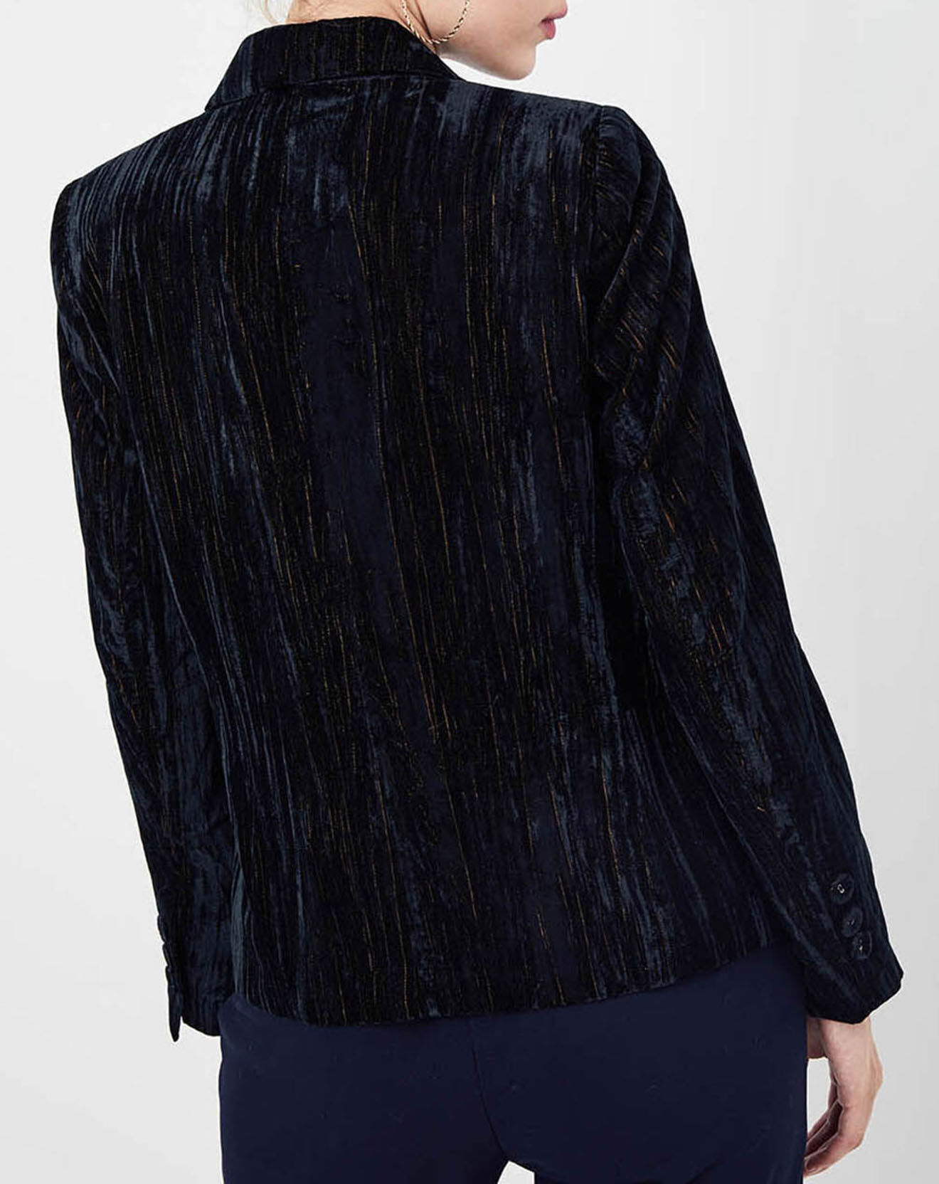See u Soon Veste en Velours Panais rayée noire
