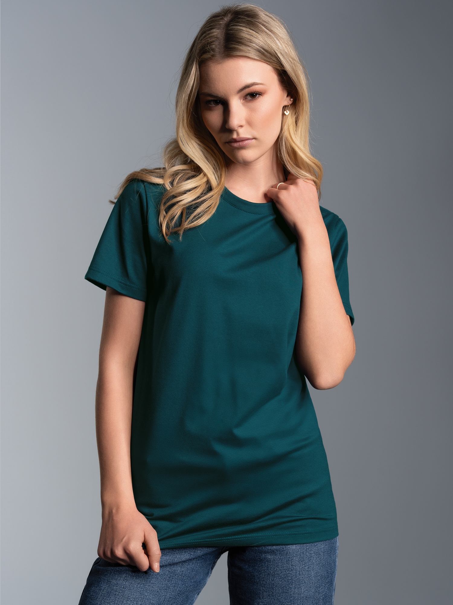 Slim Fit T-Shirt aus DELUXE Baumwolle Saphir