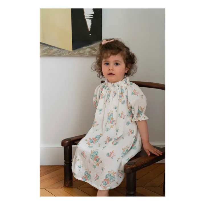 Risu Risu Robe de Nuit Double Gaze de Coton Bio Exquise | Blanc