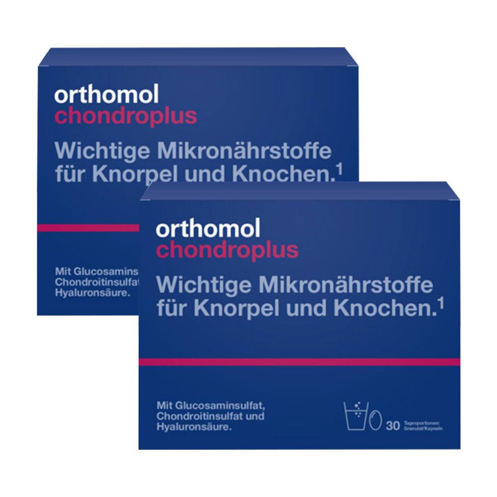 Orthomol chondroplus - Nährstoffe für Knorpel und Knochen - mit Glucosamin-, Chondroitinsulfat und Hyaluronsäure - Granulat/Kapseln