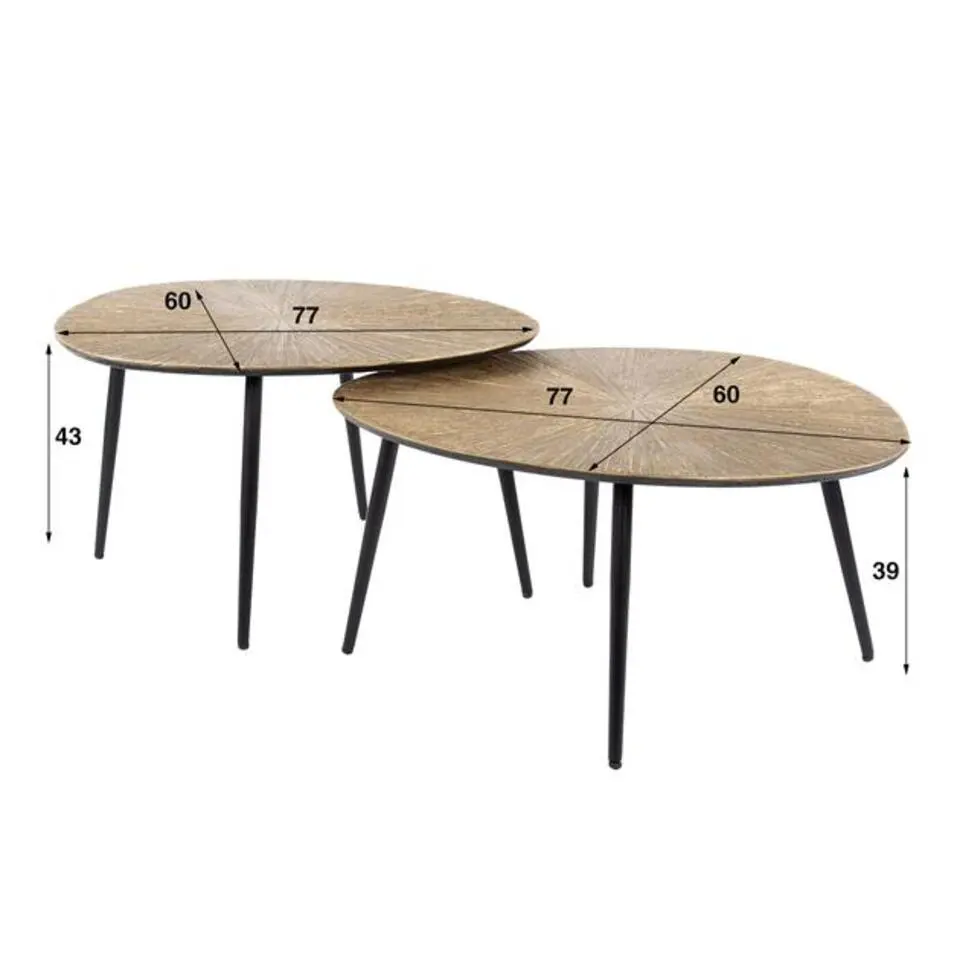 Hoyz Collection - Salontafel Set-2 Organisch Ray - Brons/Goud Metaal