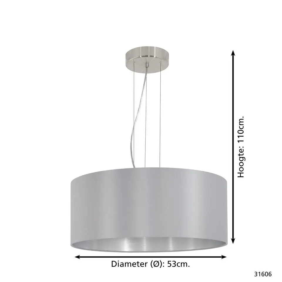 EGLOMaserlo-Hanglamp -Ø53cm-Nikkel-Mat-Grijs,Zilver