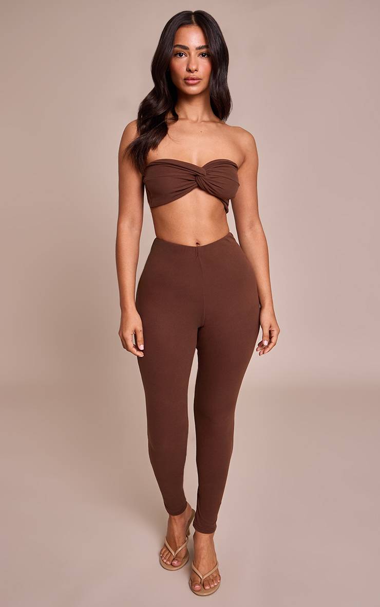 Chocolat Legging Froncé Super Doux Petite Taille