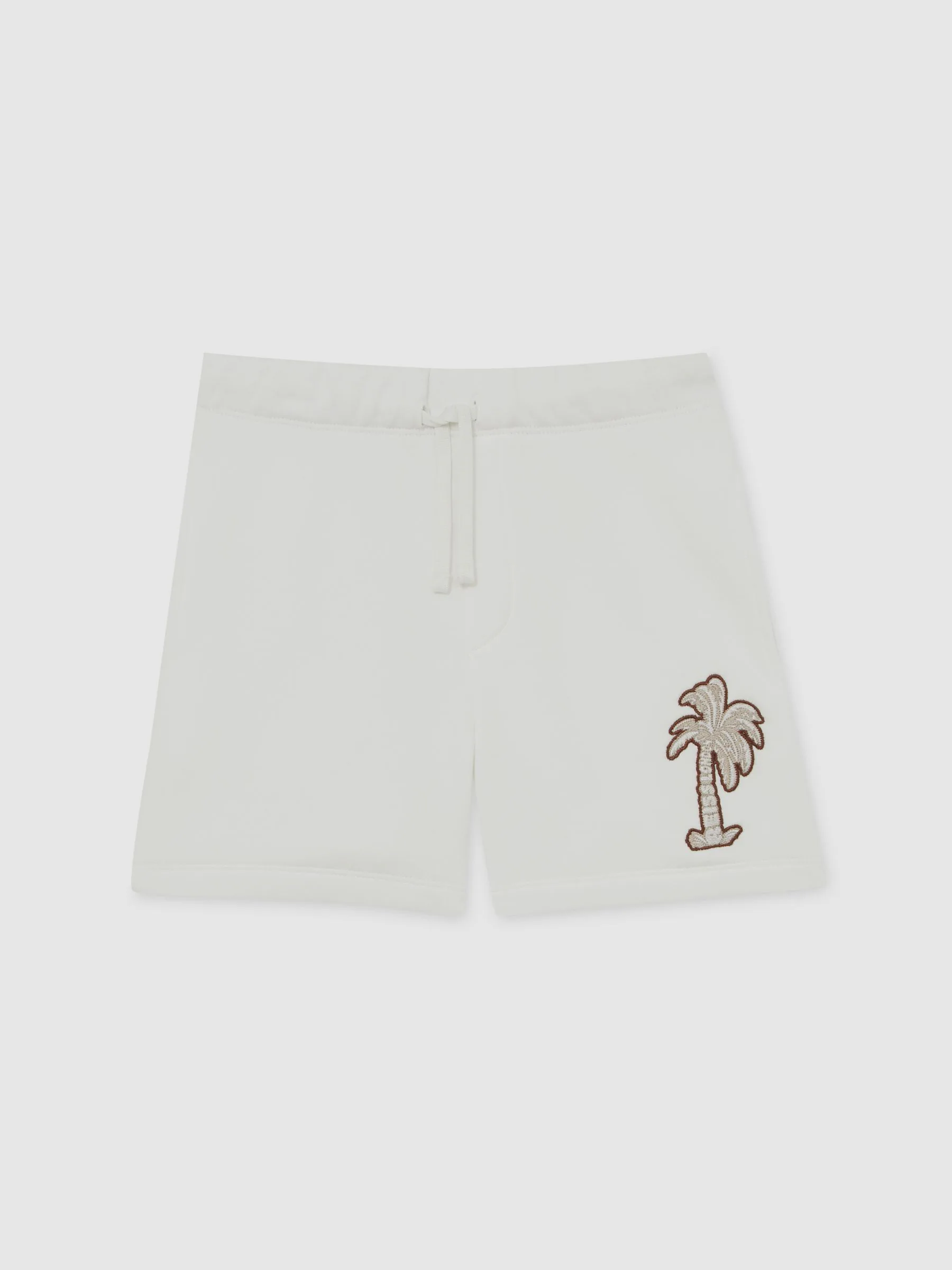 Reiss Kayo Cotton Blend Palm Embroidered Shorts