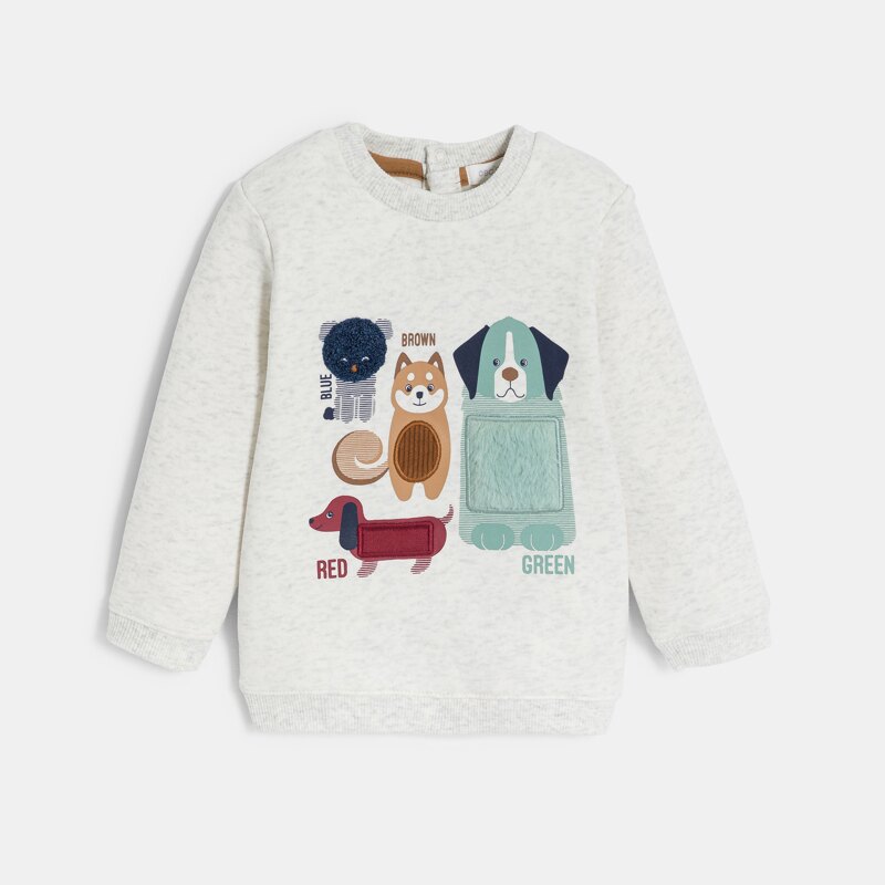 Sweat animation sensorielle animaux gris bébé garçon Gris ou noir