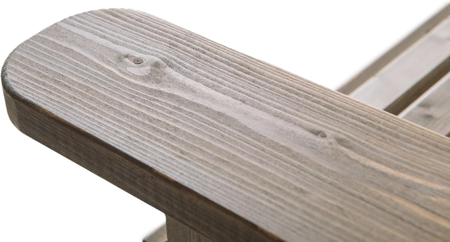 AMATA Single Adirondack Stuhl für Draußen, UNGURS Collection - Wetterfester Holzstuhl für Terrasse, Hinterhof und Garten Feuerstellen - Ergonomisch und Langlebig, Zeitloses Design (Grau)