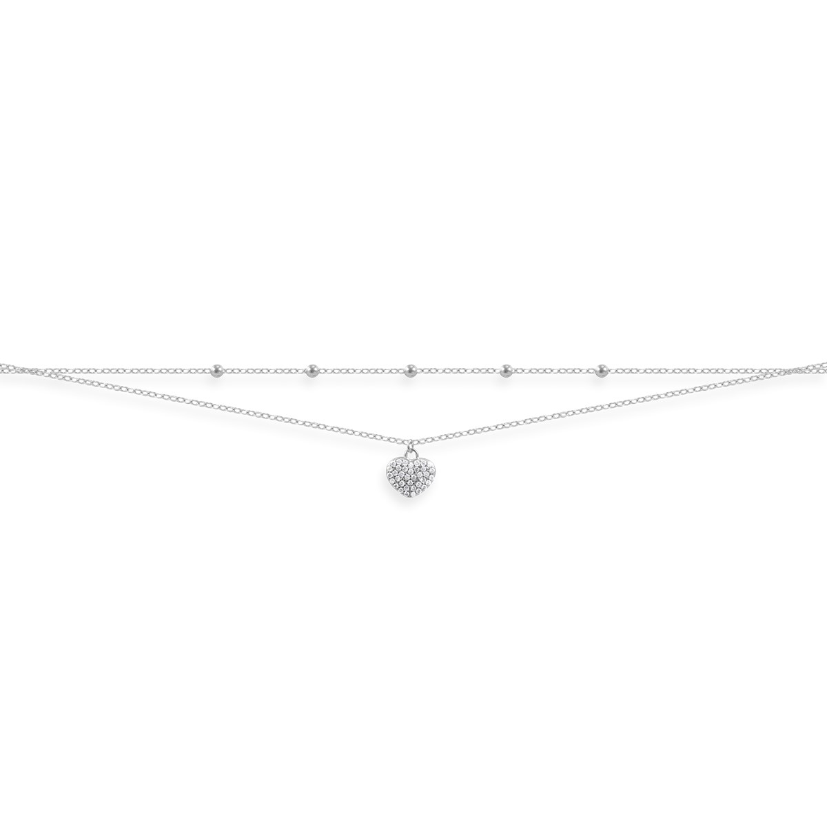 Bracelet coeur en argent 925 rhodié avec oxydes de zirconium