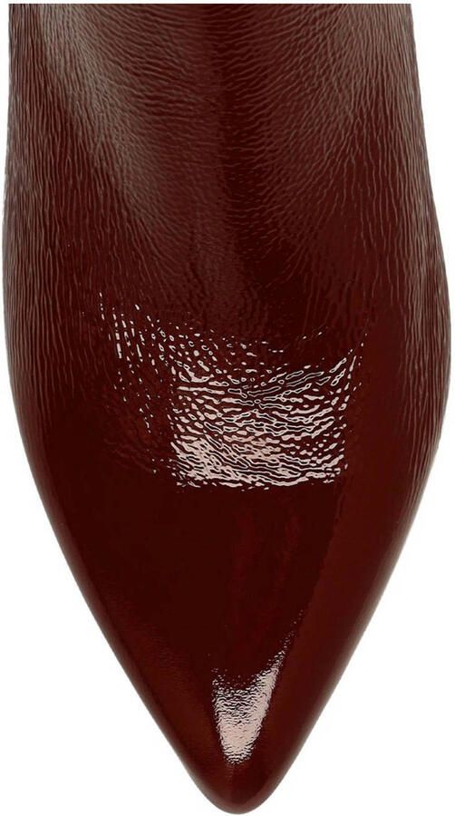 Manfield Dames Burgundy lakleren enkellaarsjes met hak