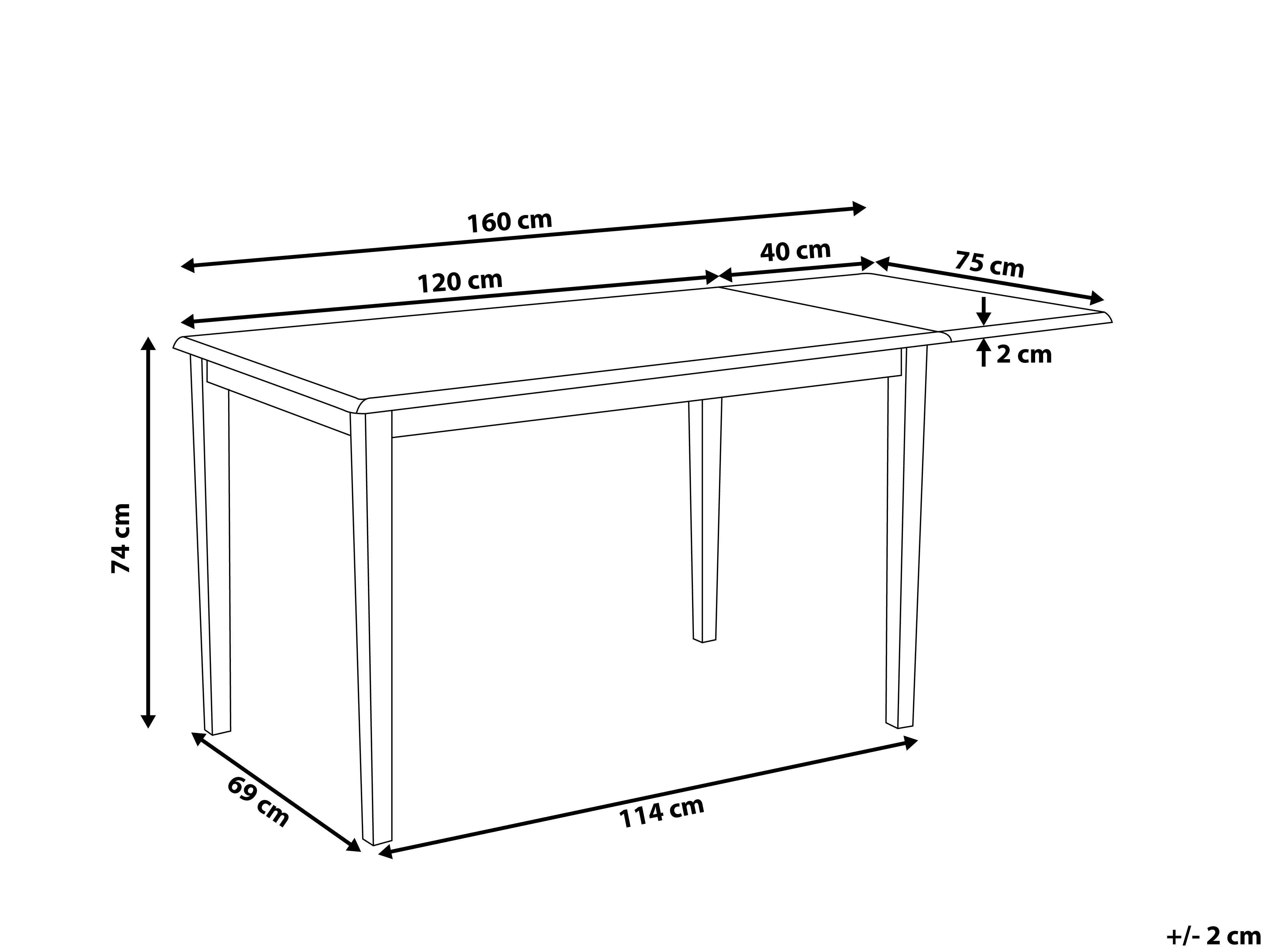 Eettafel uitschuifbaar LOUISIANA Lichtbruin 75 cm Hout 120/160 cm