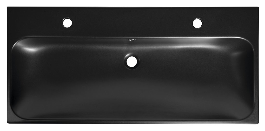Sapho Toridi keramische wastafel 101x46,5cm met 2 kraangaten zwart mat