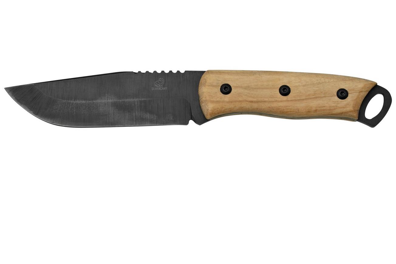 BeaverCraft BSH4 Carbon Steel Bushcraft Knife, Walnut Handle with Leather Sheath, bushcraftmes