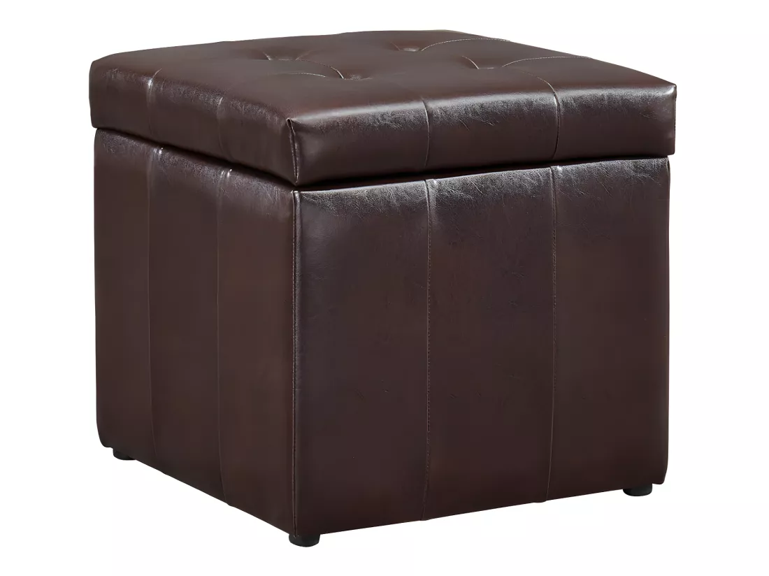 Pouf coffre de rangement SERAFINO en simili - Marron