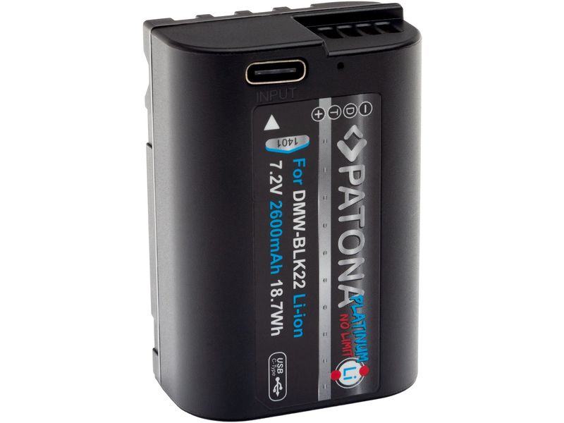 Patona Platinum Akku für Panasonic DMW-BLK22, S5, G9, GH5 u Platinum Batteriesatz für Panasonic