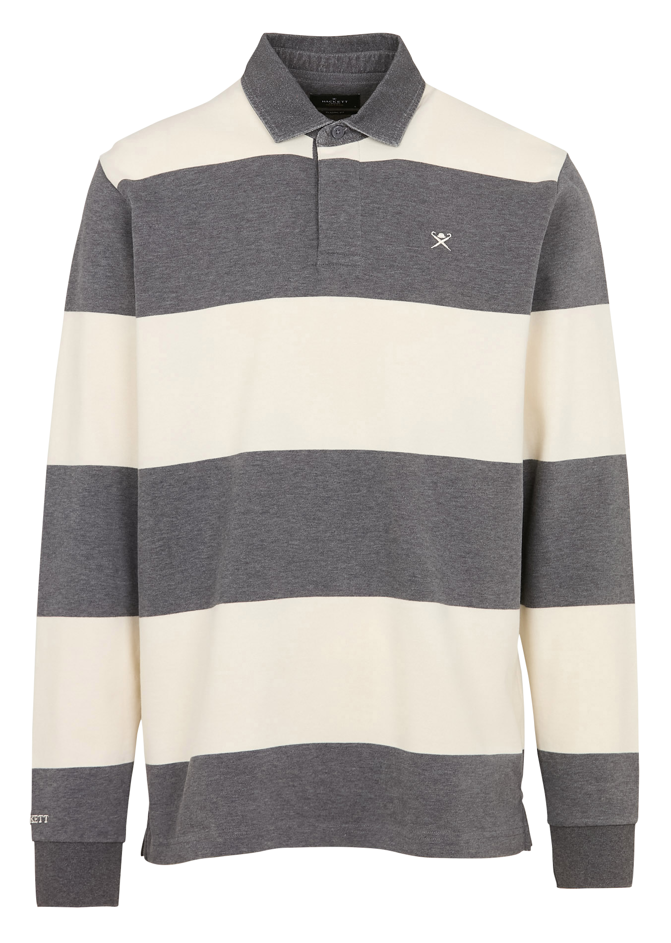 Polo à manches longues rayé| Gris