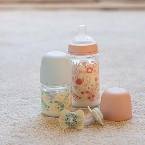 Biberon verre 240ml tétine SXPro M Wonderland Rose - SUAVINEX