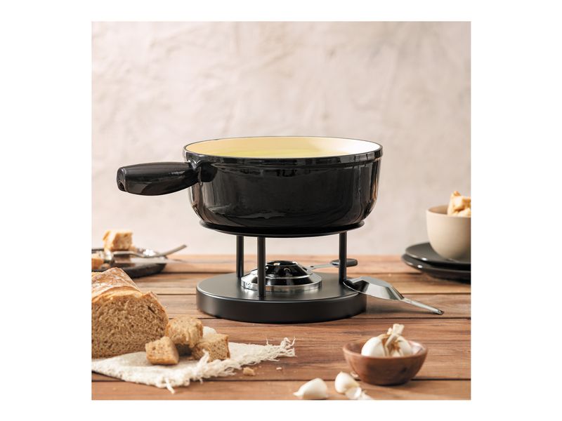 Kuhn Rikon Fondue-Caquelon Induktion Beige/Schwarz Fonduepfanne