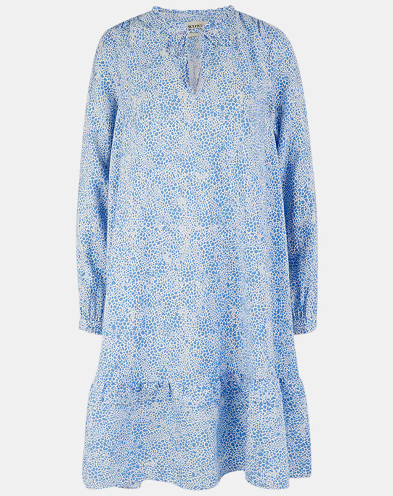 Scotch & Soda Robe courte à volants bleu/blanc