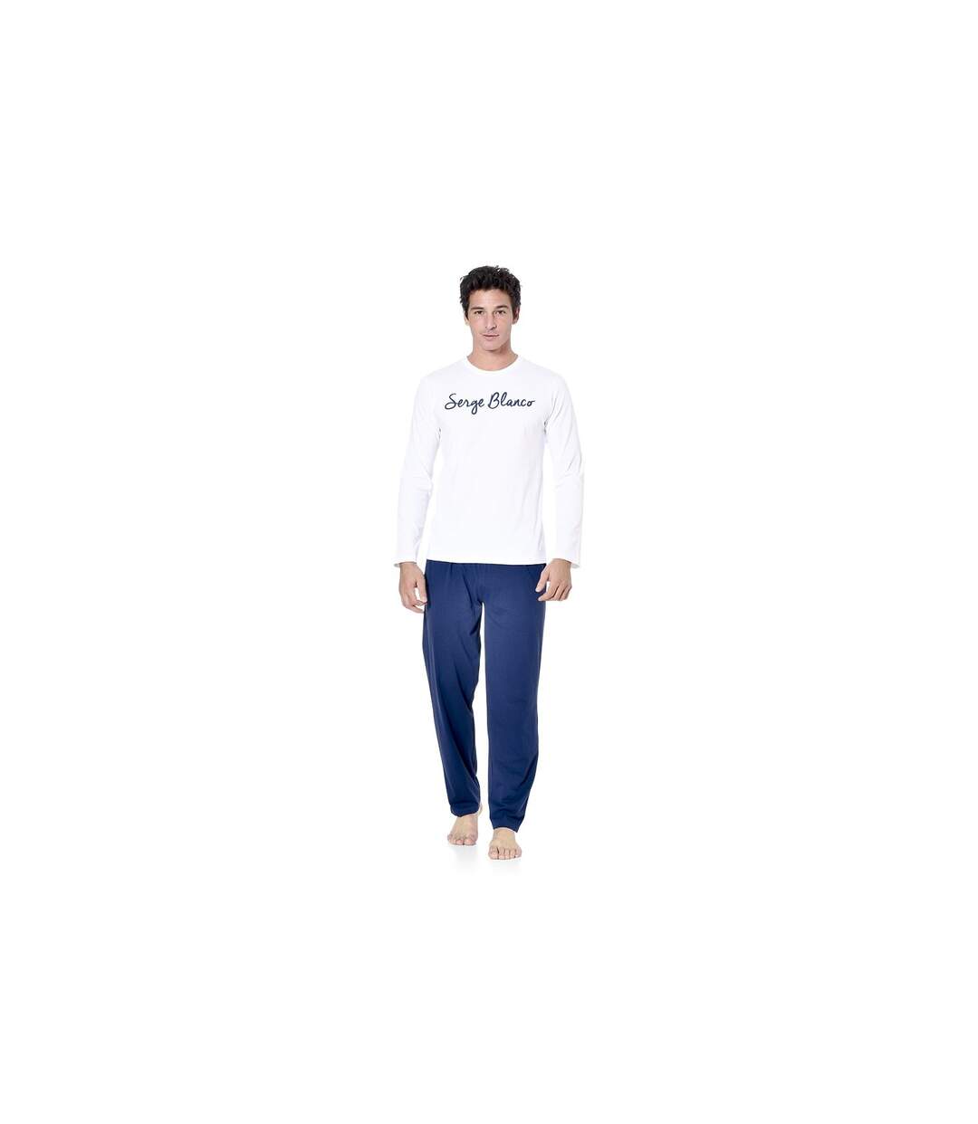 Ensemble pyjama long homme t-shirt col rond bicolore