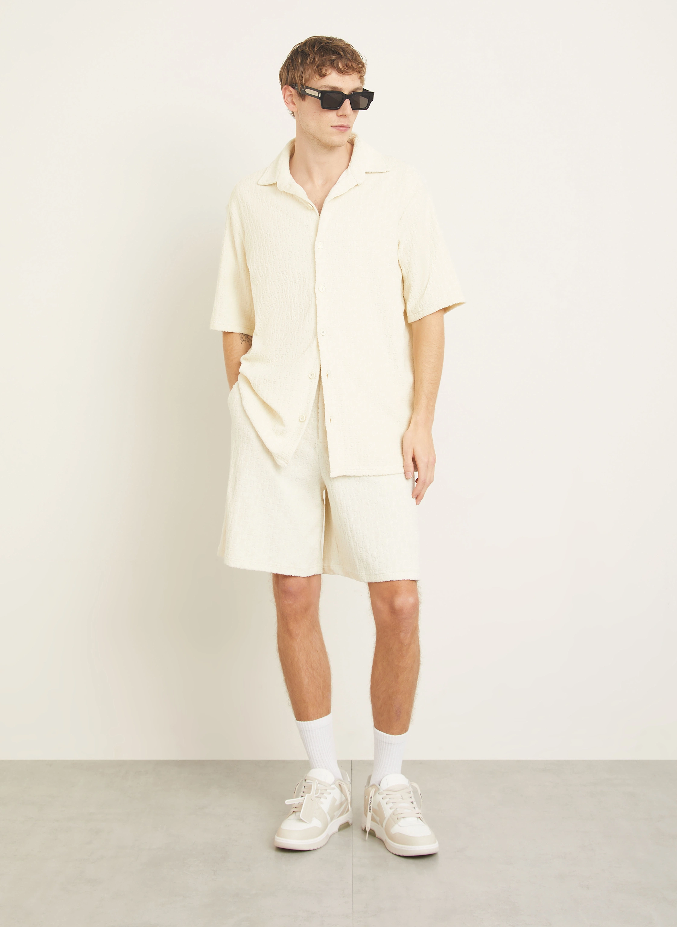 Off-White Resorthemd Comfort Fit aus Frottee