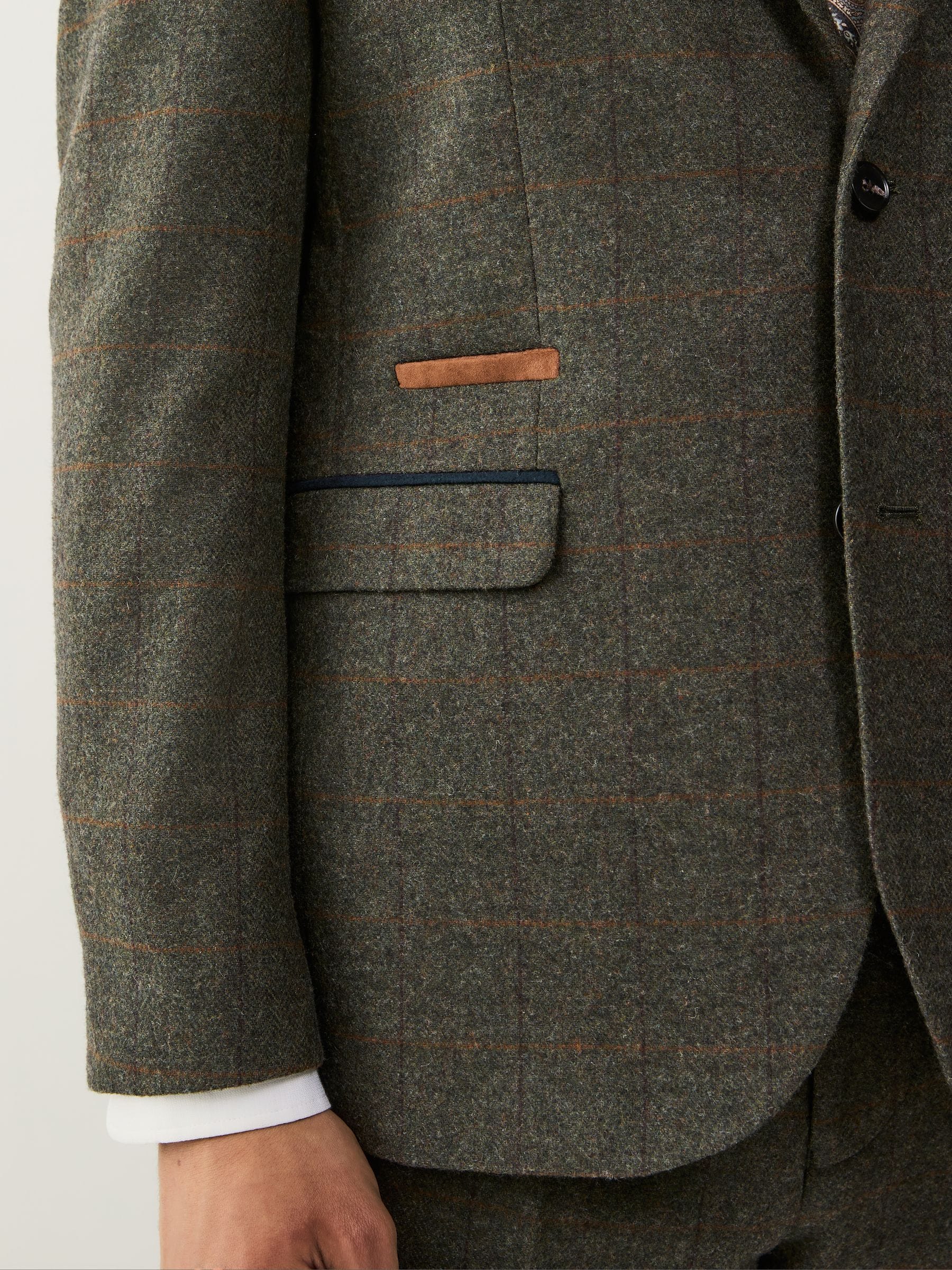 Groen - Geruit colbert met standaard pasvorm en trimmed-effect