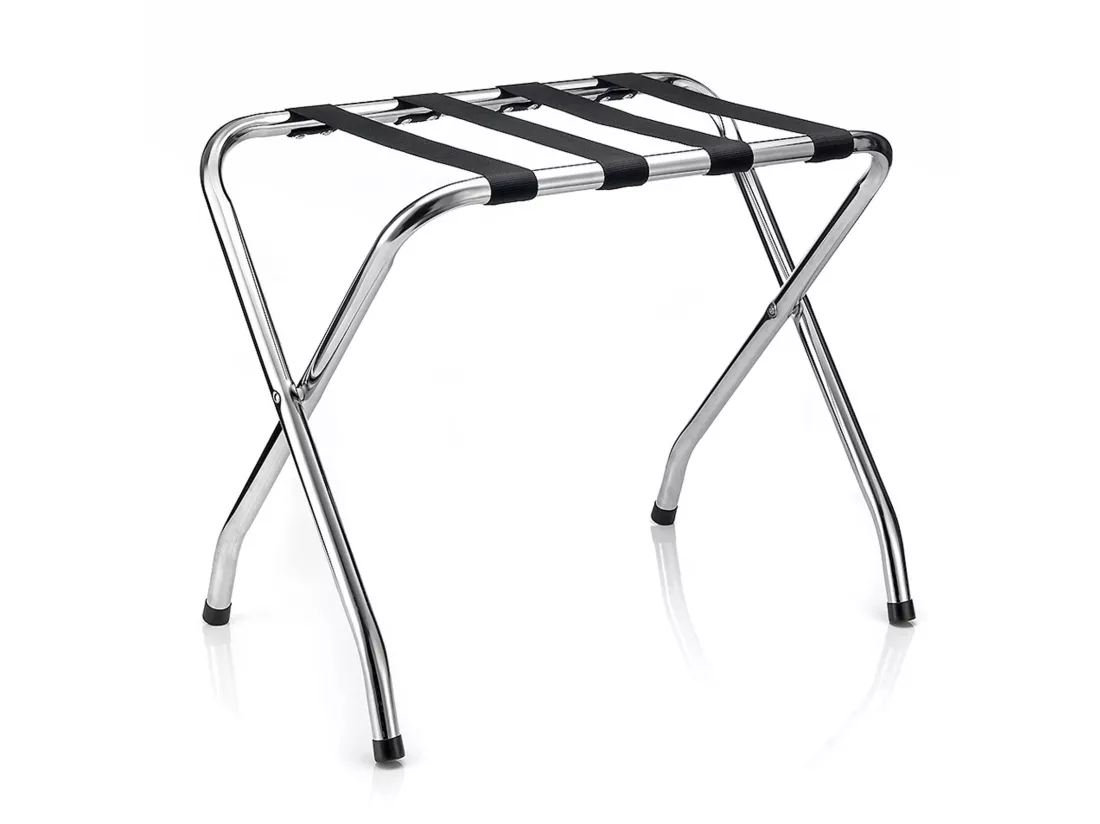 Porte-valise LUGGAGE en métal chromé, support-bagages accessoire de chambre hôtel pour valise, support valise pliable