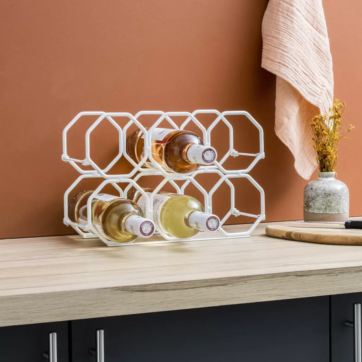 Range-bouteilles métal pliable (H22 cm) Elio Blanc