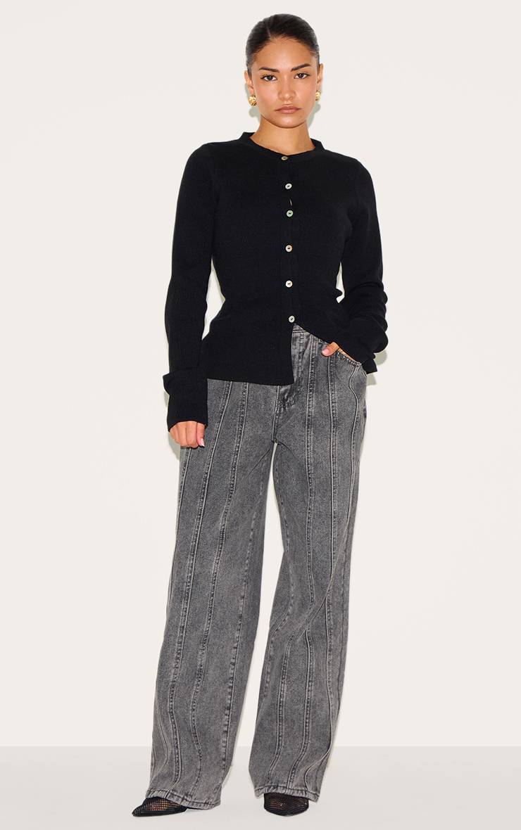 Gris Jean En Denim Petite Avec Détails De Coutures Et Bretelles Ajustables