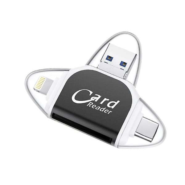 Multiport 4-i-1 kortleser, USB C SD TF minnekortleser