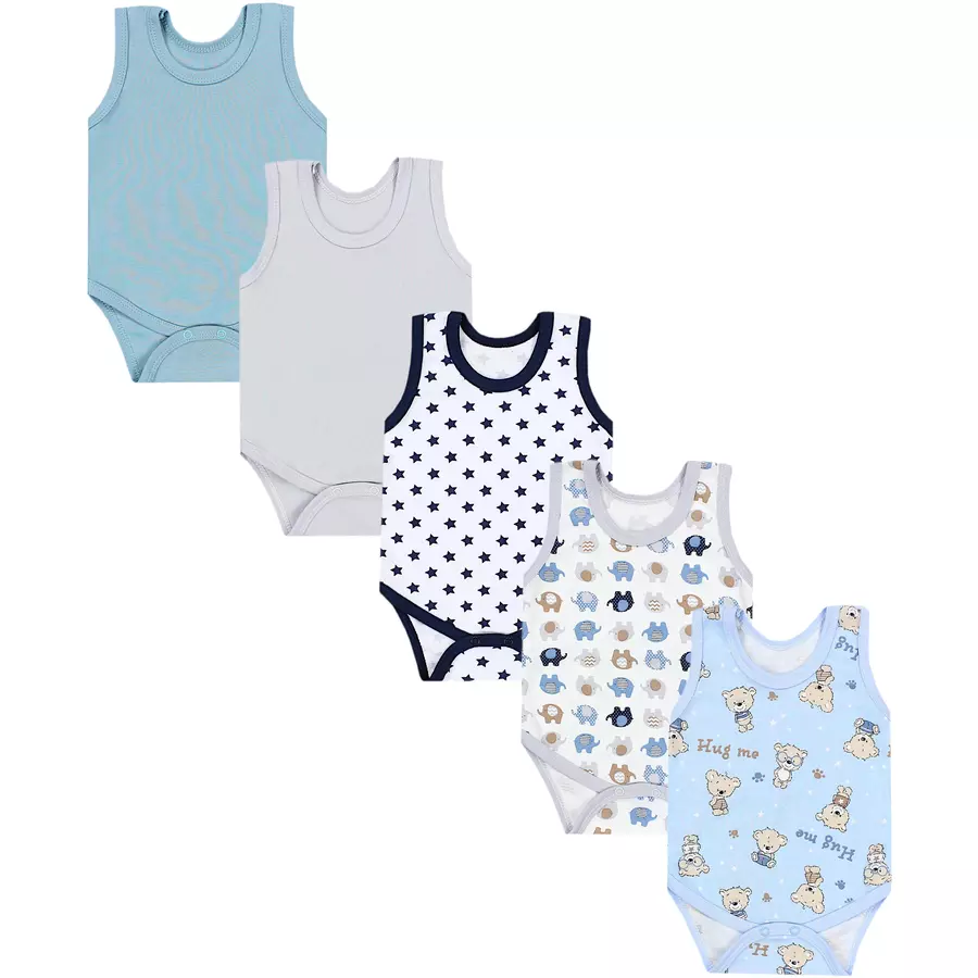 TupTam Baby Jungen Achselbody 5er Pack blaugrau