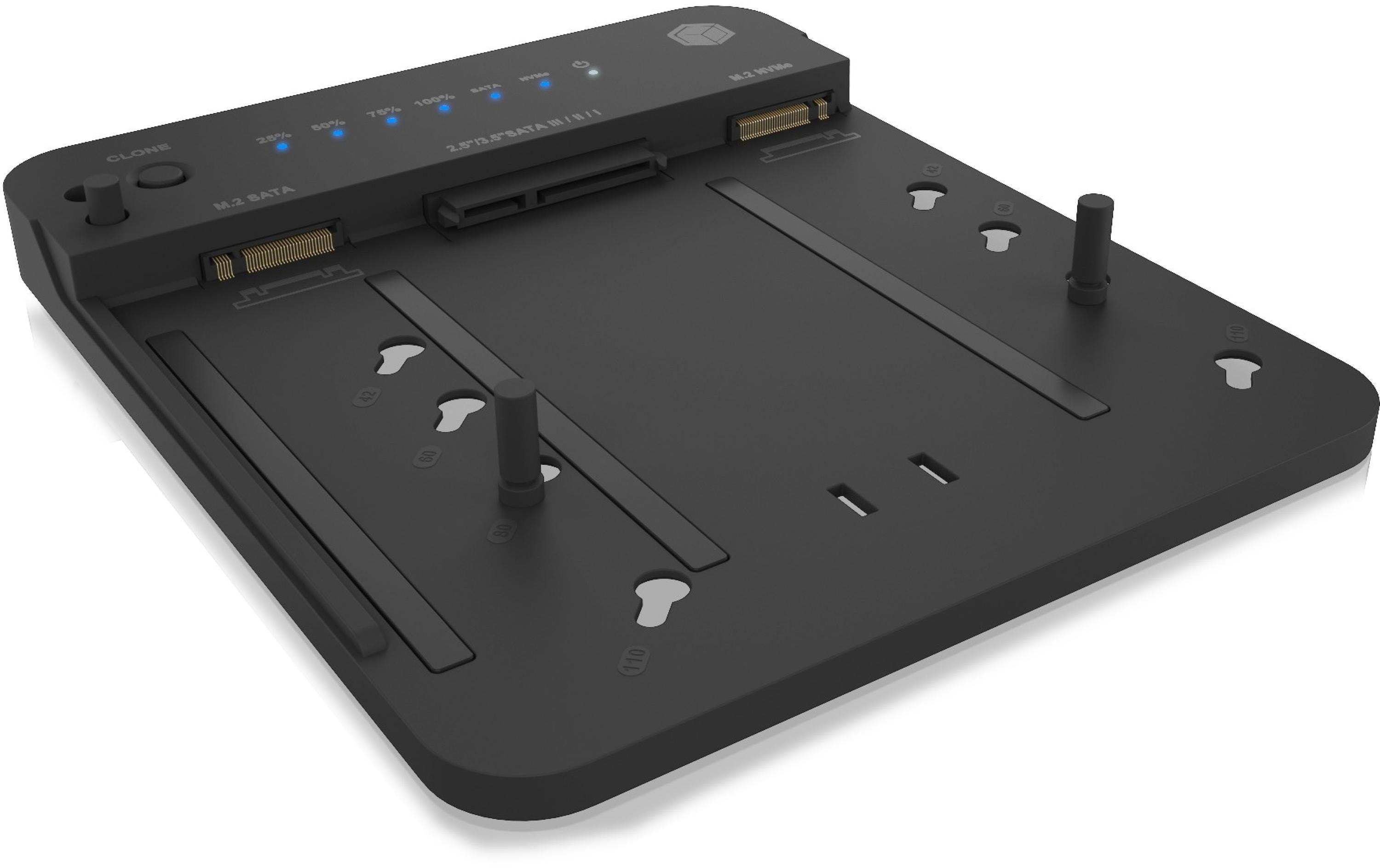 Docking- und Klonstation IB-2915MSCL-C31Klon- und Dockingstation für M.2 NVME und SATA 2.5''/3.5'' SSD/HDD