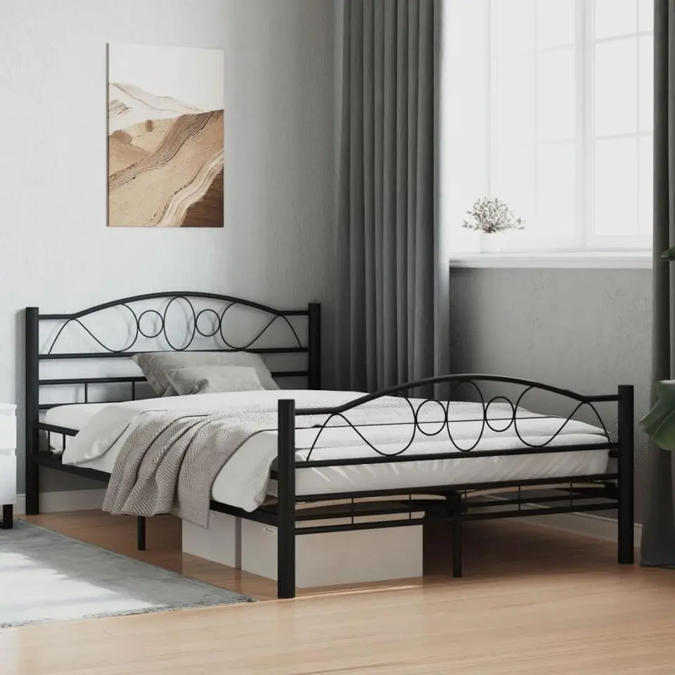 vidaXL - Bed frame met hoofdiende - zwart - Staal - 120x200 cm