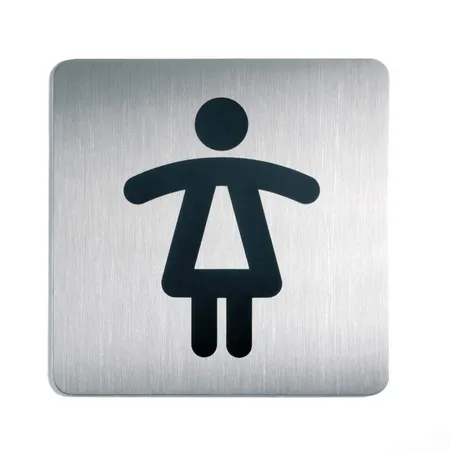 Durable 495623 Picto Quadratisch WC Damen, 150 x 150 mm, metallic silber
