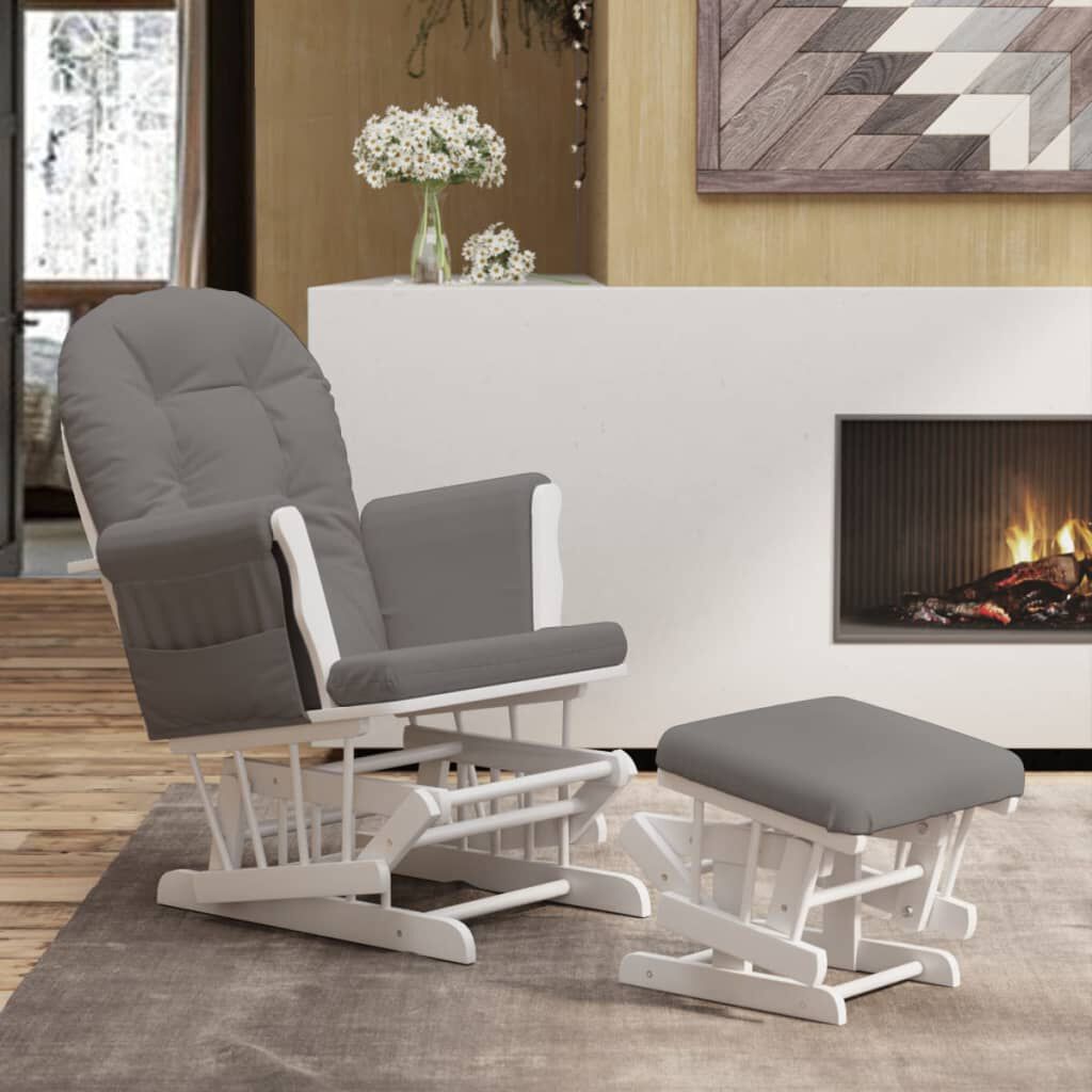 vidaXL Zwevende fauteuil met voetenbank, donkergrijs, bekleed met stof