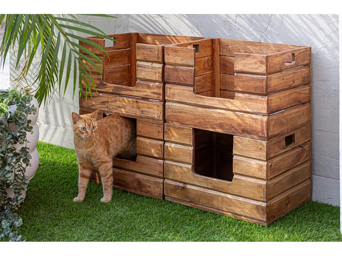 Lit pour animaux de compagnie en bois de mahogany marron 44x38x30 cm