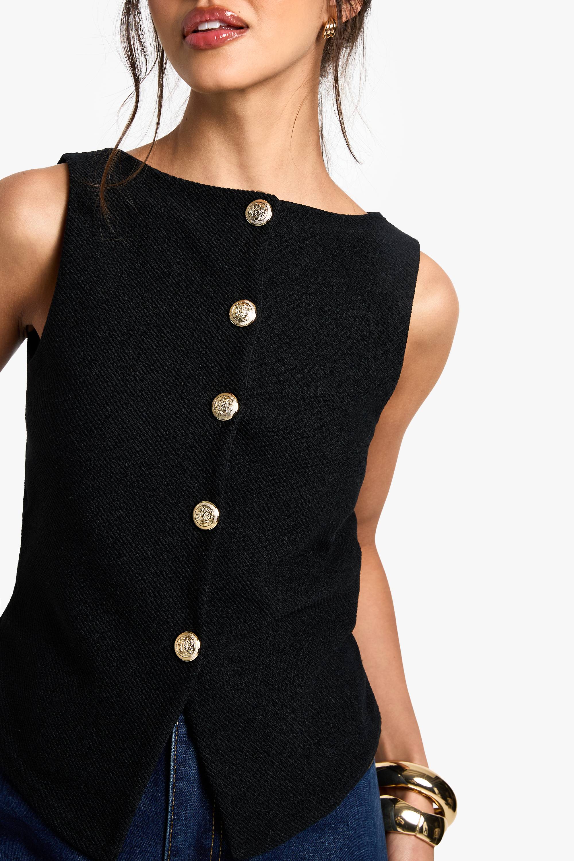 boohoo Gilet Boutonné Texturé