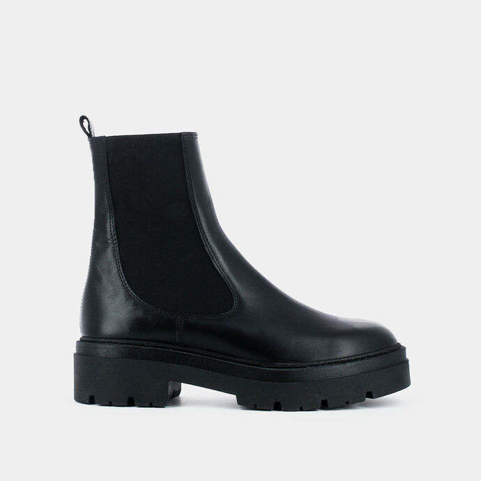 Bottines à plateformes  en cuir noir
