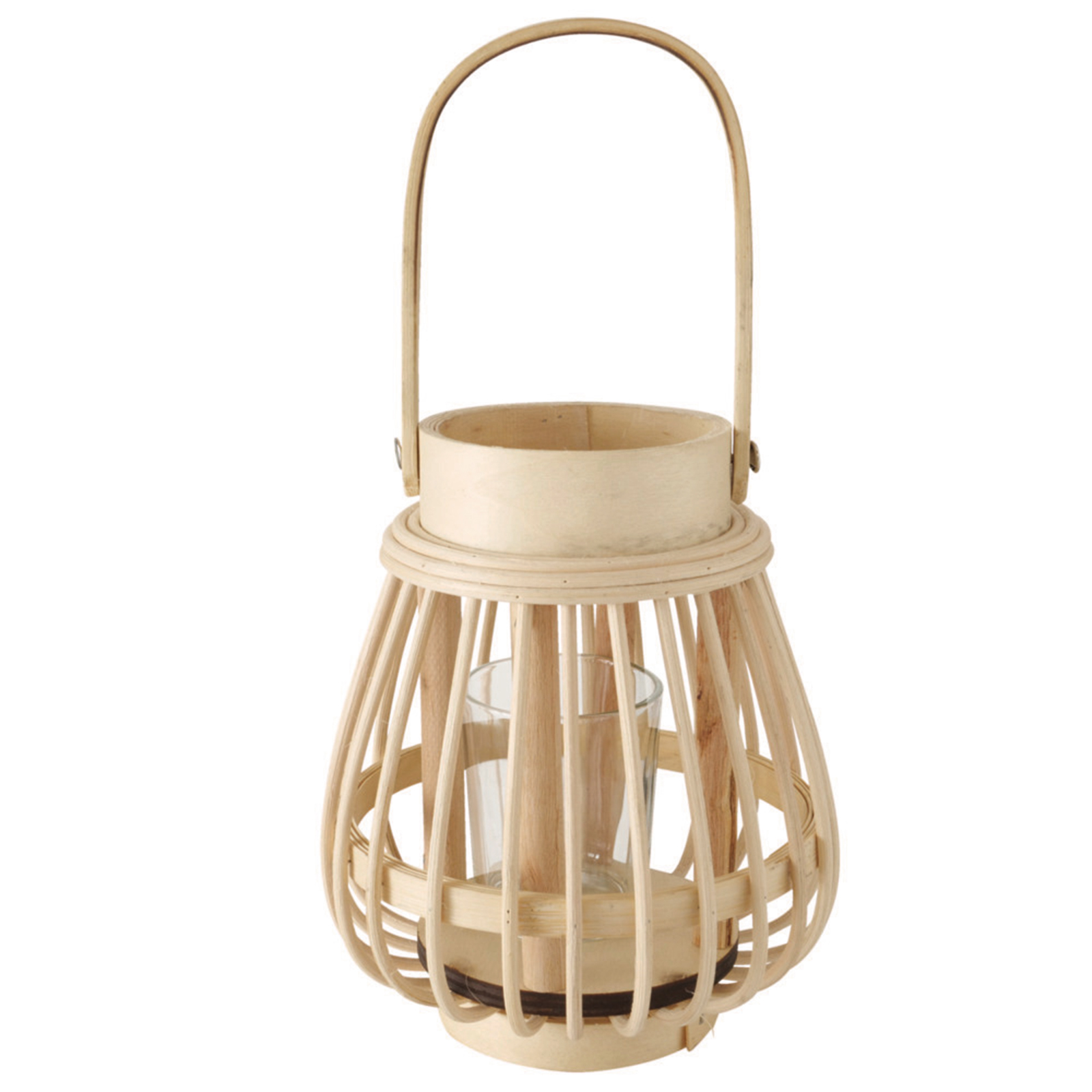 Windlicht - naturfarben - Bambus - 16 cm
