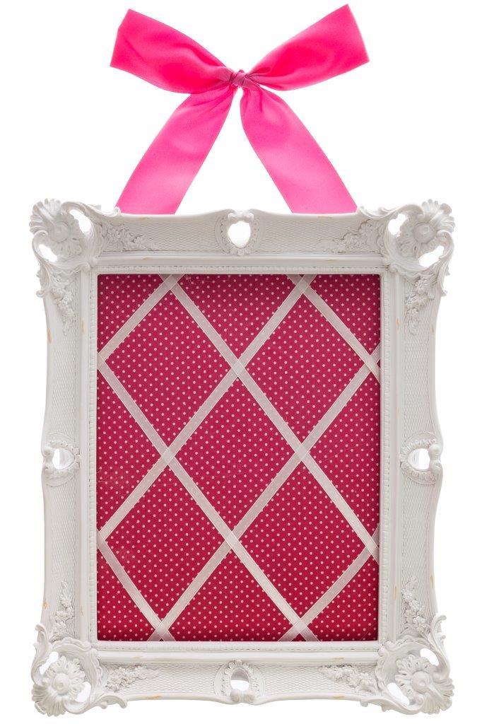 Memo-Board JUSTINA - weiß-pink - mit Schleifenband