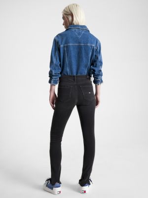 Calça jeans preta Nora skinny de cintura média com efeito desgastado