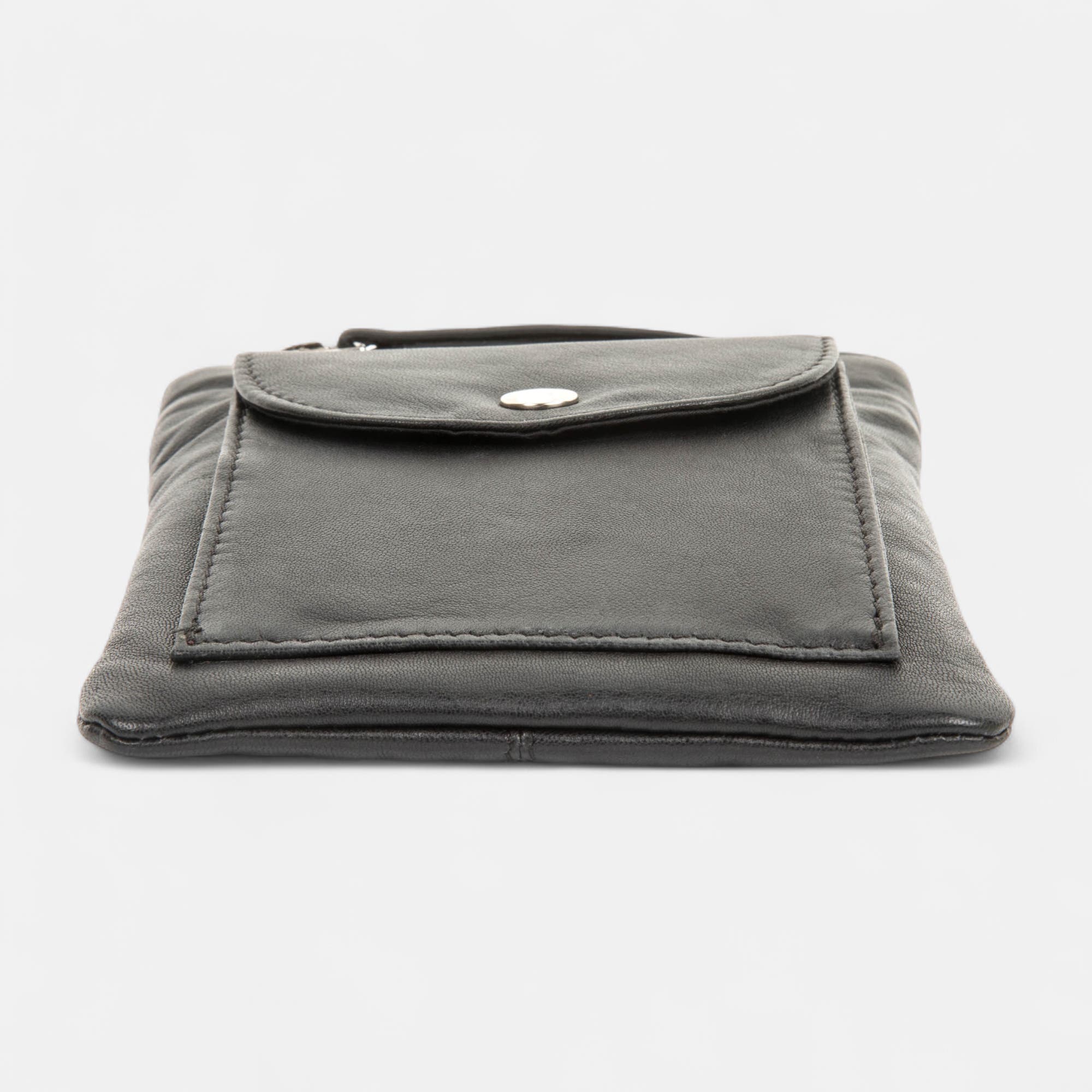 Pochette pour téléphone en cuir noir
